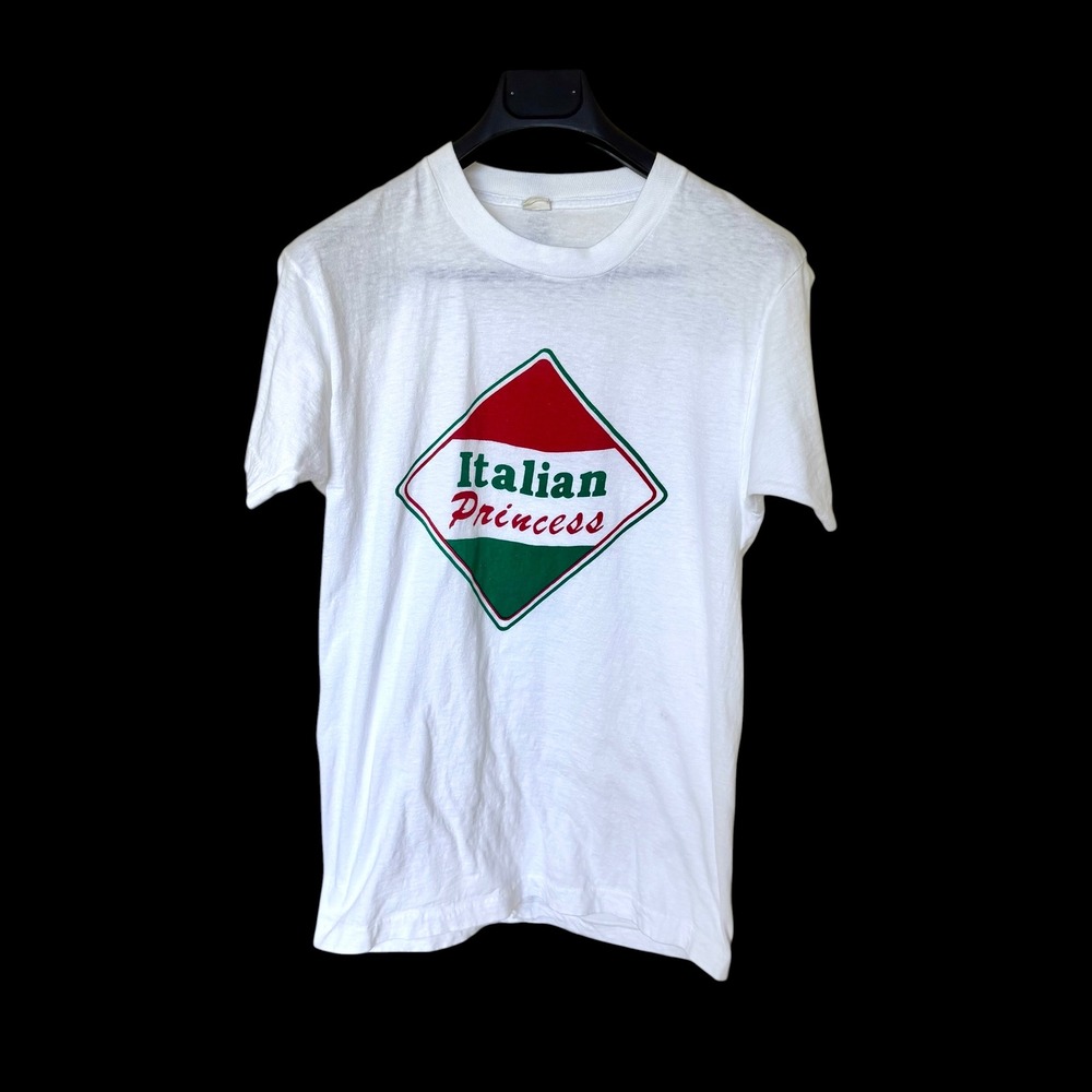 Vintage Italian Princess Graphic T-Shirt White NYC Italian Single Stitch Small
